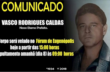 Morre o ex-prefeito de Eugenópolis, Vasco Caldas