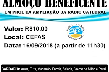 Rádio Catedral promove almoço beneficente neste fim de semana