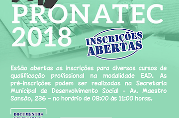 Inscrições para cursos do Pronatec podem ser feitas até sexta-feira