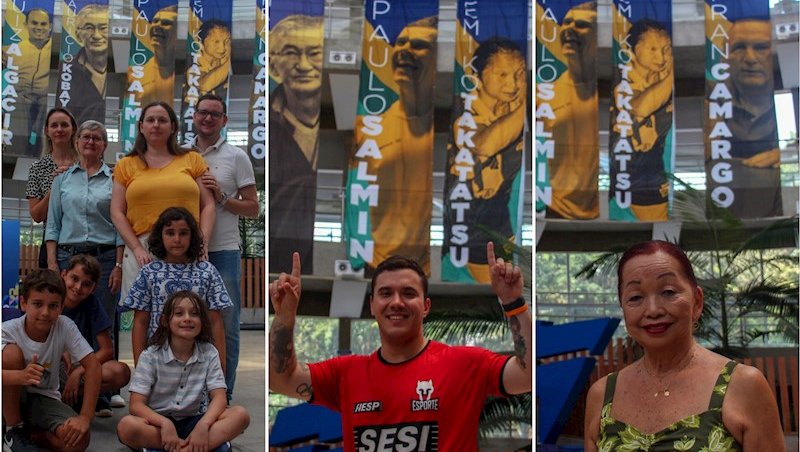 Homenageados com os seus bandeirões. Imagem: Monta