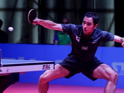 A um passo da grande final! Hugo Calderano vence João Geraldo por 3 sets a 0 e está nas semifinais do WTT Contender Mascate