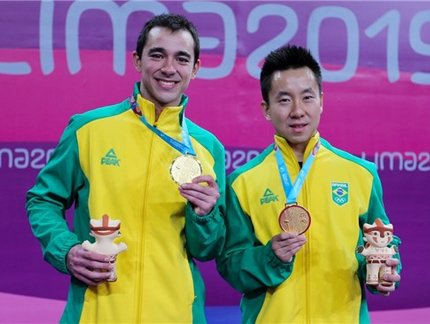 JOGOS PAN-AMERICANOS – Brasil conquista o ouro na dupla masculina de tênis de mesa, com Gustavo Tsuboi e Hugo Calderano