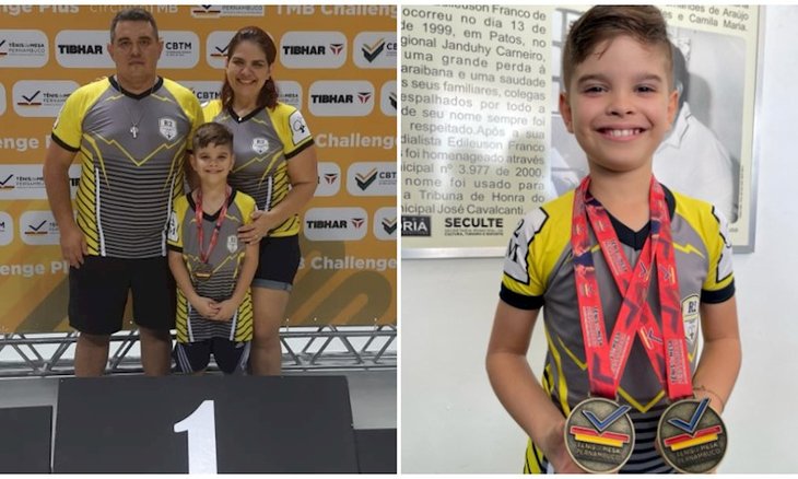 Jovem talento do tênis de mesa de Patos brilha em competição regional e conquista duas medalhas de ouro
