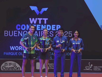 Hugo Calderano e Bruna Takahashi conquistam primeiro ouro como dupla no WTT Contender Buenos Aires