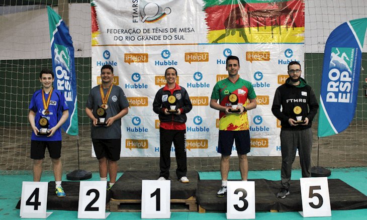 Pódio de premiação aos clubes do Troféu Eficiência