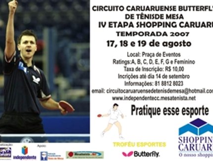 CIRCUITO CARUARENSE BUTERFLY DE TÊNIS DE MESA EM AGOSTO