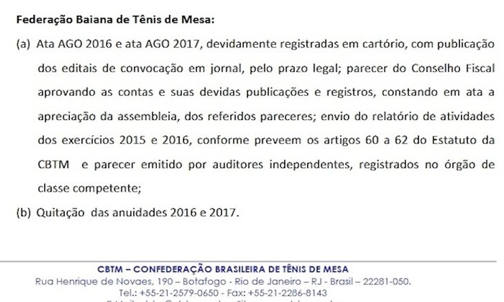 Trecho do Relatório de 2017 sobre a falta de infor