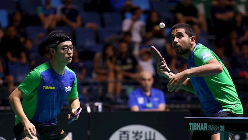 Ishida e Teodoro em ação no WTT Contender do Rio d