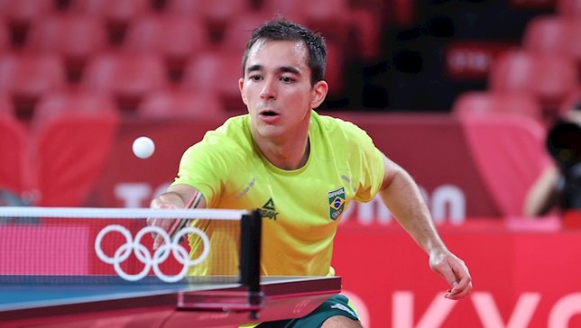 Hugo Calderano foi eliminado nas quartas de final 