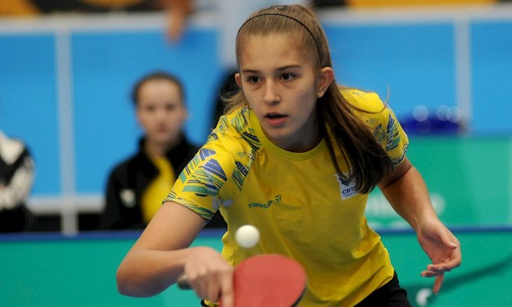 Raiane Heidrich em ação em Santiago - Fotos: ITTF 