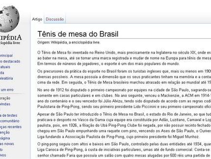 Reformulado, ‘Wikipédia Tênis de Mesa do Brasil’ traz novo conteúdo