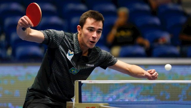 Hugo Calderano caiu nas quartas de final do WTT Co