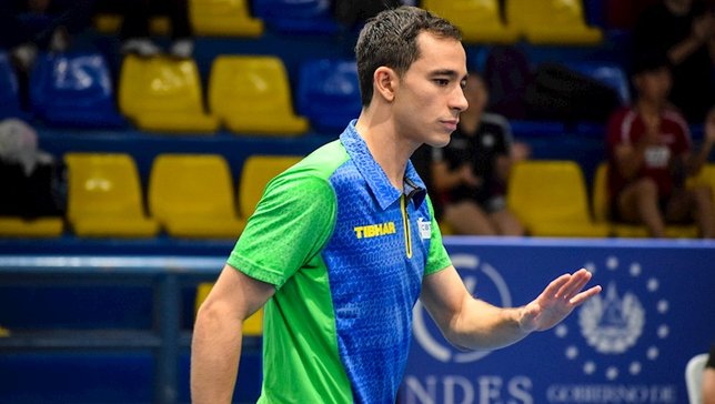 Hugo Calderano em ação durante o Pan-Americano de 