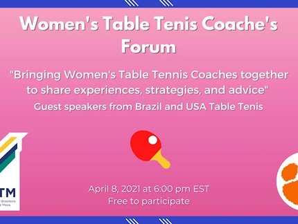 Treinadoras de tênis de mesa já podem se inscrever para o 'Women’s Table Tennis Coache’s Forum'