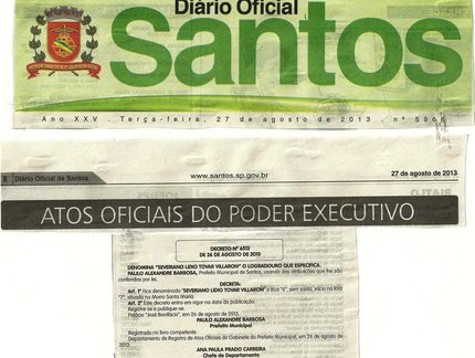 Mesatenista é homenageado dando nome a uma rua em Santos