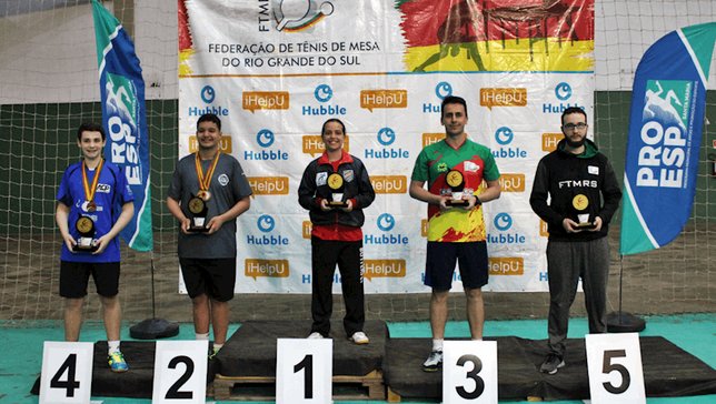 Pódio de premiação aos clubes do Troféu Eficiência