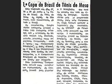 Lembranças do tênis de mesa: marilienses se preparam para a 1ª Copa do Brasil em 1991
