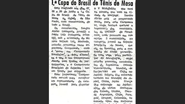 Lembranças do tênis de mesa: marilienses se preparam para a 1ª Copa do Brasil em 1991