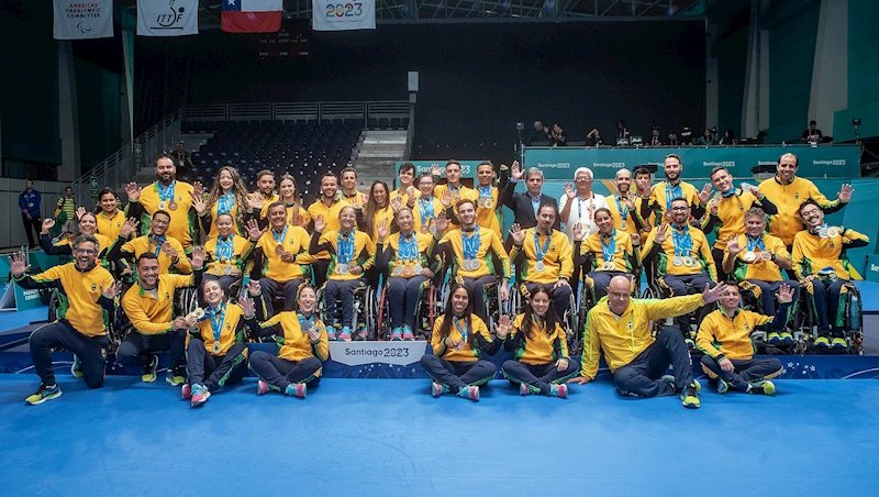 Delegação brasileira no Parapan 2023. Foto: Saulo