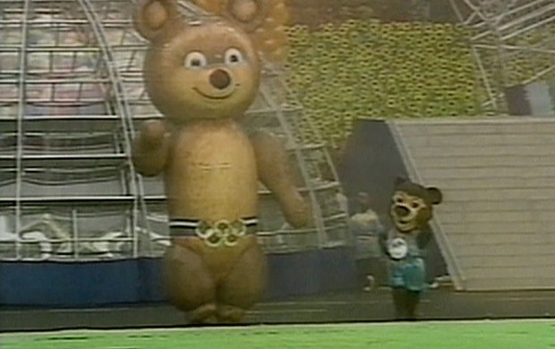 Misha, mascote Olimpíadas de 1980 (Foto: Reprodução/SporTV)