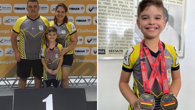 Jovem talento do tênis de mesa de Patos brilha em competição regional e conquista duas medalhas de ouro