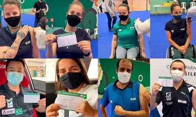 Vacina sim! Atletas olímpicos e paralímpicos do tênis de mesa recebem a primeira dose da vacina contra a Covid-19