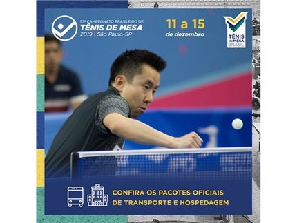 CBTM oferece serviços de transporte e hospedagem para o Campeonato Brasileiro de Tênis de Mesa