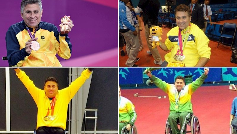 Iranildo Espíndola e algumas das dez medalhas de s