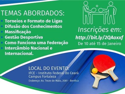 Evento com presença de grandes nomes do tênis de mesa brasileiro tem últimos dias de inscrição