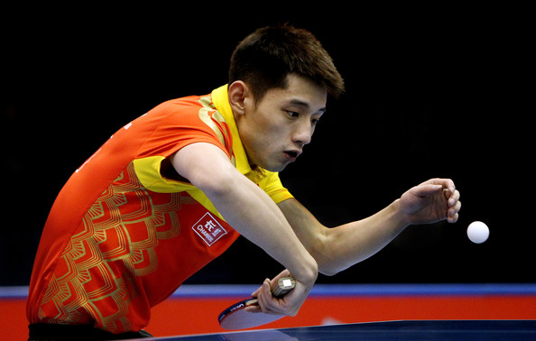 Zhang Jike Zhang Jike of China in action against Gao Ning of Singapore during the Men's Singles Semi Final match during day four of the ITTF Pro Tour Table Tennis Grand Finals at ExCel on November 27, 2011 in London, England.