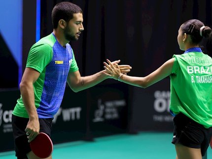 Giulia Takahashi e Guilherme Teodoro ficam com o bronze no WTT Contender Tunis