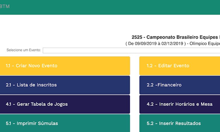 Tela do CBTM Web, sistema implantado a aprimorado 