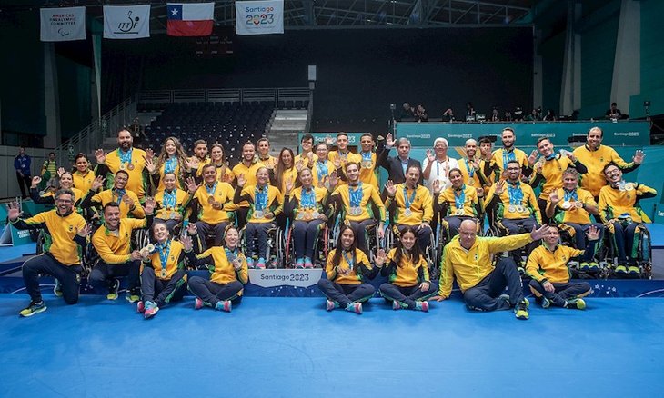 Delegação brasileira no Parapan 2023. Foto: Saulo