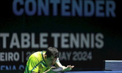Hugo Calderano tem trabalho, vence Brian Afanador e avança às quartas do WTT Contender Rio