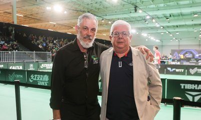 Vilmar Schindler recebe presidente do Comitê Brasileiro de Clubes Paralímpicos durante o WTT Star Contender