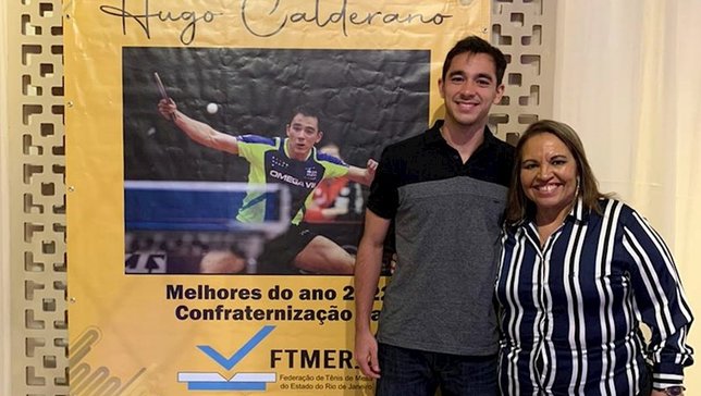 Hugo Calderano e Rosiane Vianna na festa de entreg