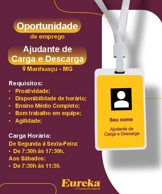 Ajudante de Carga e Descarga | Manhuaçu - MG