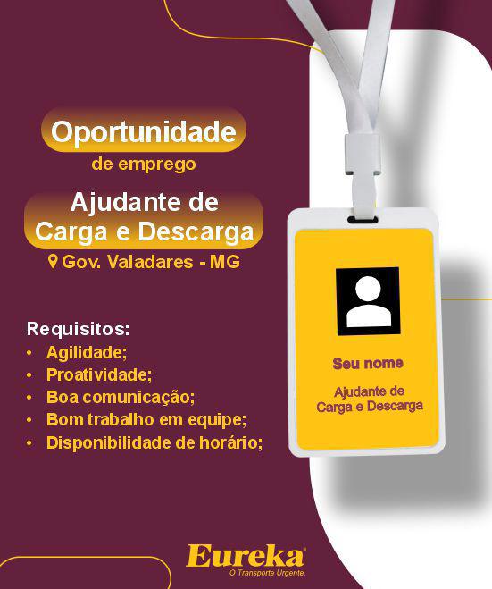 Ajudante de Carga e Descarga Gov Valadares - MG