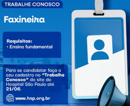 Vaga de emprego para Faxineira