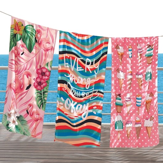  Toalha de Praia Piscina Banhão Avulsa Velour Dohler 100% algodão Ice Cream 76x152cm 